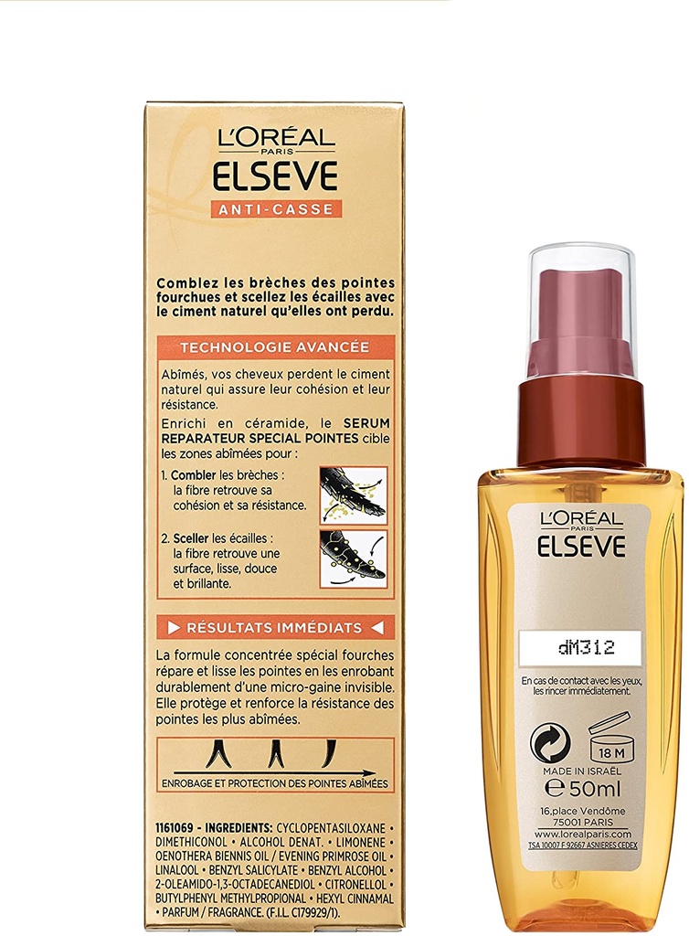 Elsève Sérum Réparateur Anti-Casse Pointes Abimées Fourchues 50ml