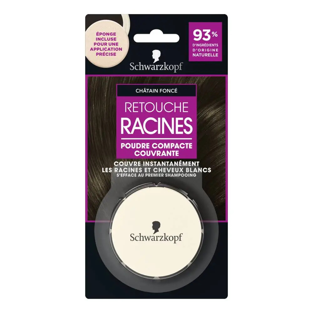 [SCH5] Schwarzkopf Retouche Racines Poudre Compacte Couvrante Eponge Incluse Jusqu'à 30 Utilisations Châtain Foncé 