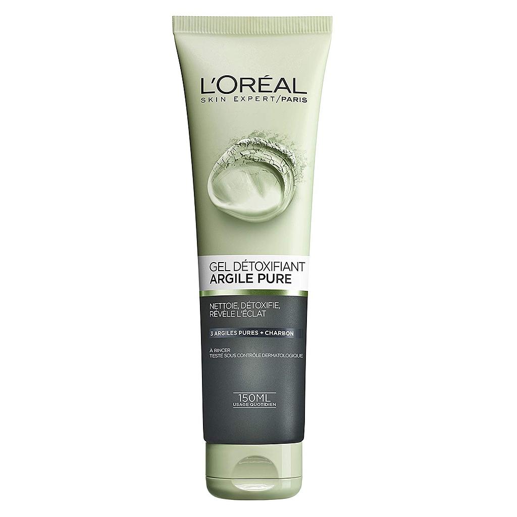 L'Oréal Gel Détoxifiant Visage Argile Pure + Charbon 150ml