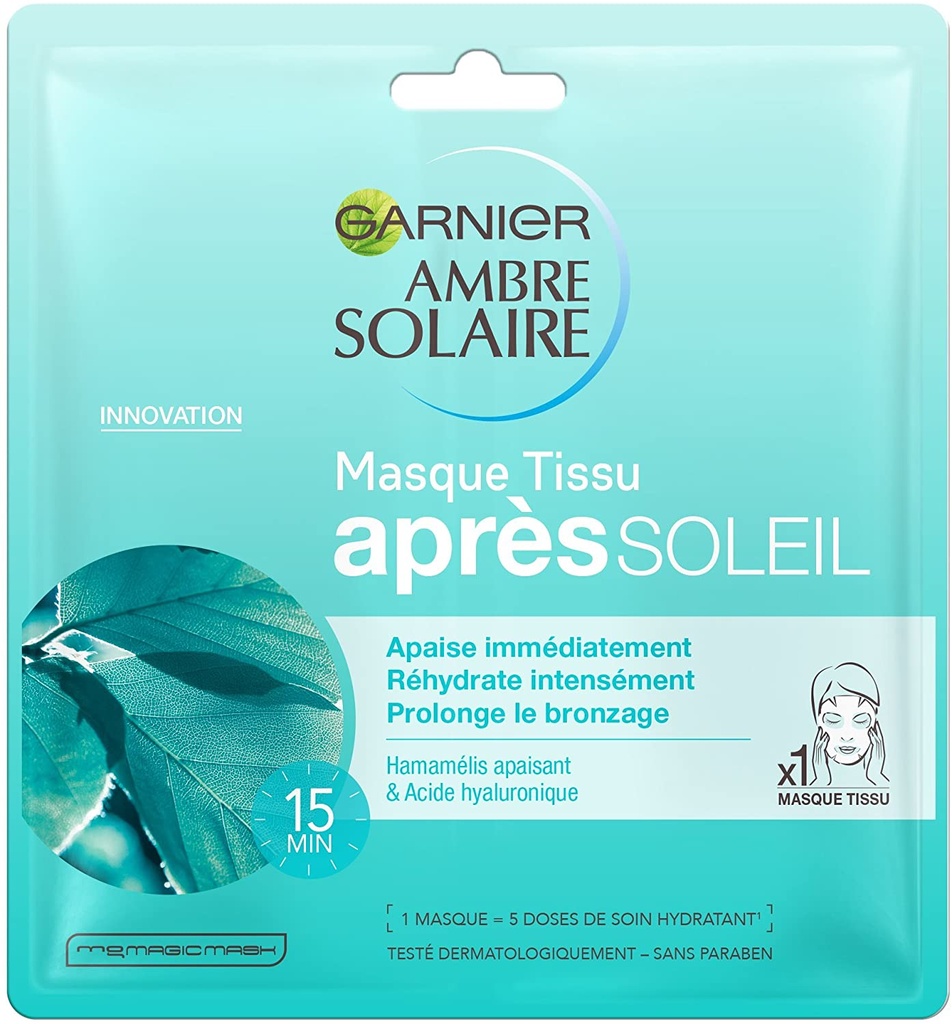 Garnier Ambre Solaire Masque Tissu Après-Soleil