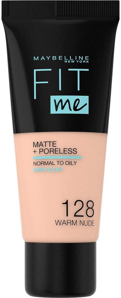 Maybelline Fit Me Matte & Poreless Fond de Teint Fluide 128 Beige Doré 30ml
