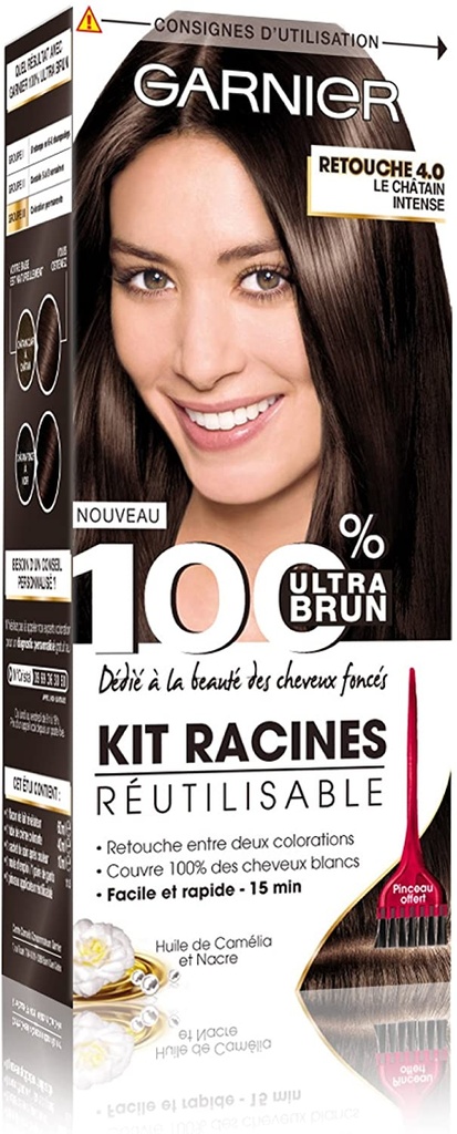 Garnier 100% Ultra Brun Kit Racines Réutilisable 4.0 Le Châtain Intense