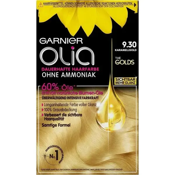 Garnier Olia Coloration Permanente à l’Huile Sans Ammoniaque 9.30 Caramel Gold