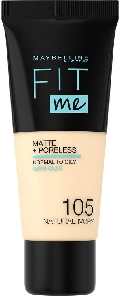 Maybelline Fit Me Matte & Poreless Fond de Teint Fluide 105 Ivoire Naturel 30ml