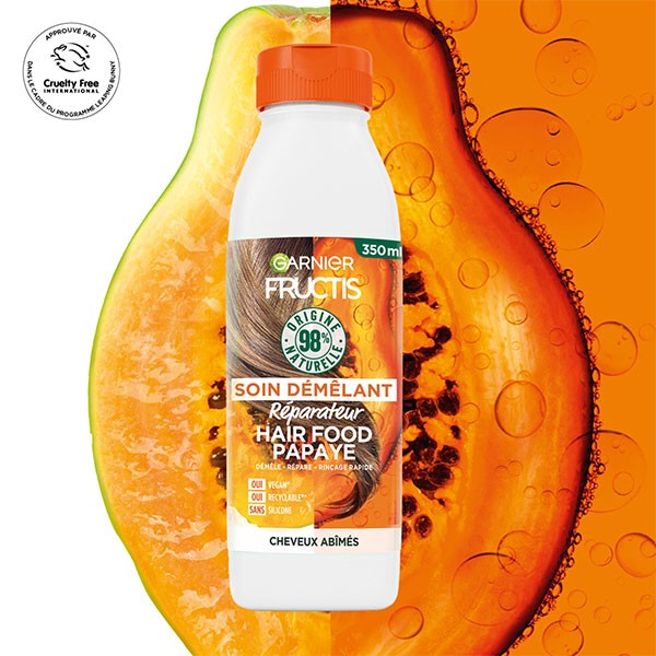 Garnier Fructis Hair Food Soin Démêlant Réparateur à La Papaye Cheveux Abîmés 350ml