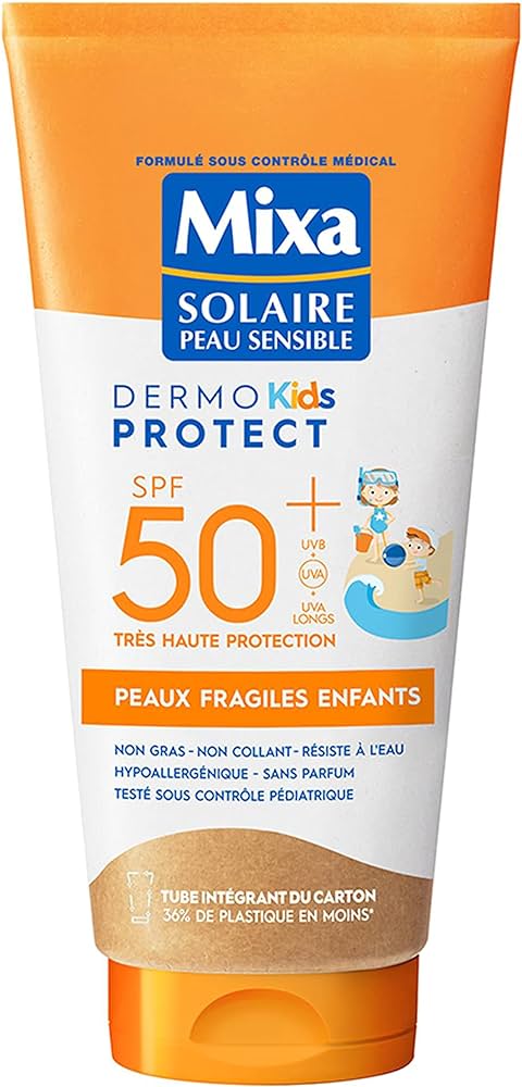Mixa Solaire Dermo Kids Protect Crème Solaire SPF 50 Peaux Fragiles Enfants 175ml
