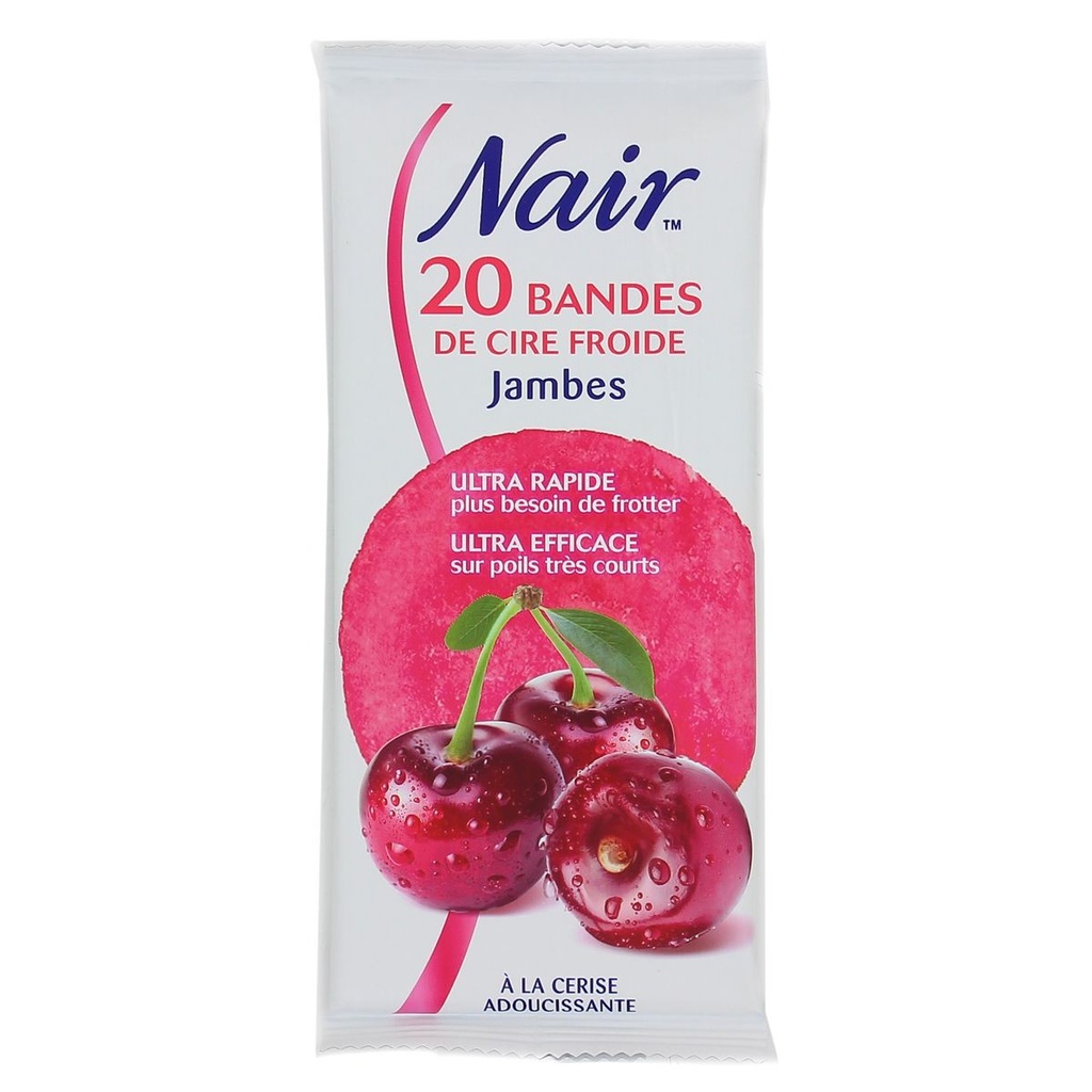 Nair 20 Bandes De Cire Pour Le Corps Et 2 Lingettes De Finition à l'Extrait De Cerise 