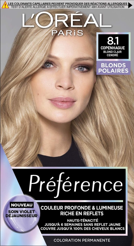L'Oréal Préférence Cool Blondes Coloration Cheveux 8.1 Copenhagen Light Ash Blonde