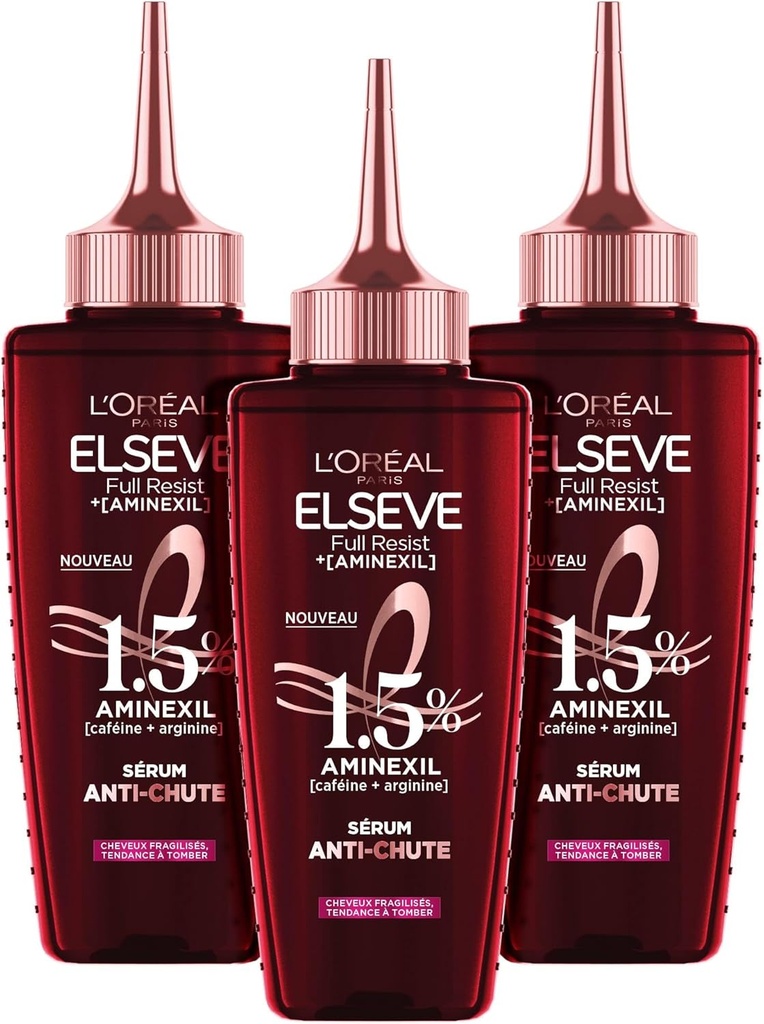 L'Oréal Elsève Full Resist Aminexil Sérum Cheveux Fragilisés Anti-Chute 102ml Lot de 3