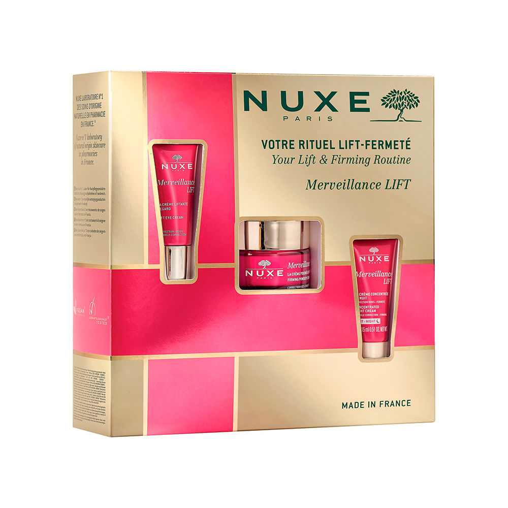 Nuxe Votre Rituel Lift-Fermeté Merveillance Lift Crème Liftante Regard, Crème Poudrée Effet Liftant et Crème Concentrée De Nuit 