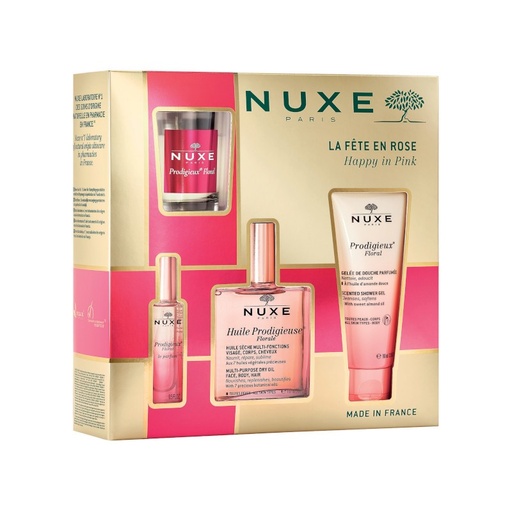[NUX10] Nuxe La Fête En Rose Coffret Prodigieux Floral Le Parfum + Huile Prodigieuse Florale 100ml+ Huile Sèche Multi-Fonctions 100ml+ Prodigieux Floral Gelée De Douche Parfumée 100ml