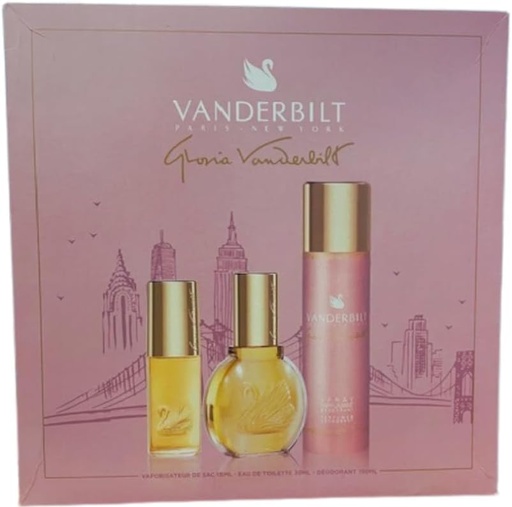 [VAN9] Vanderbilt Coffret Gloria Vanderbilt Eau De Toilette 30ml + Vaporisateur de Sac 15ml + Déo Spray Parfumant 150ml