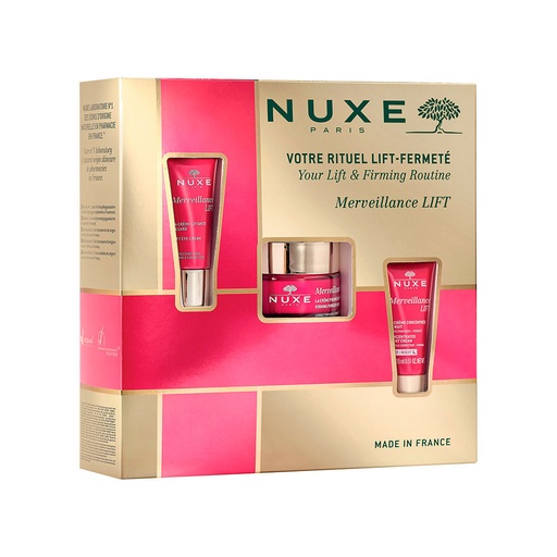 Nuxe Votre Rituel Lift-Fermeté Merveillance Lift Crème Liftante Regard, Crème Poudrée Effet Liftant et Crème Concentrée De Nuit 