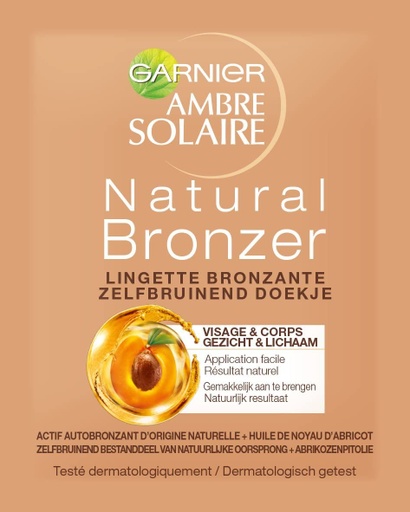[PAN499] Garnier Ambre Solaire Natural Bronzer Lingette Autobronzante à L'Abricot