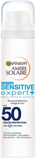 [GAR6] Garnier Ambre Solaire Sensitive Expert+ Brume Protectrice Visage/Cou FPS 50 75 ml