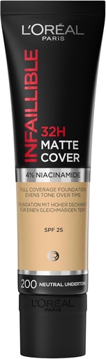 [LOR675] L'Oréal Infaillible 24H Matte Cover Fond de Teint 200 Sable Doré 30ml