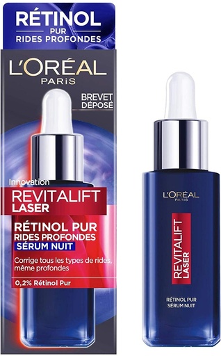 [LOR522] L'Oréal Revitalift Laser Sérum de Nuit au Rétinol Pur Soin Anti-Âge Visage Spécial Rides Profondes 30ml
