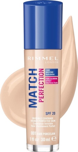 [RIM16] Rimmel Match Perfection Fond De Teint 001 Fair Porcelain SPF 20 30ml