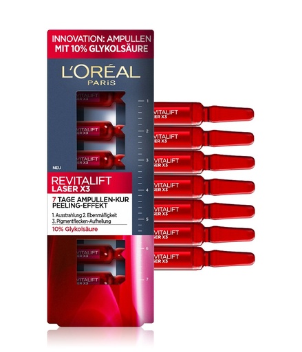 [LOR179] L’Oréal Revitalift Laser X3 Ampoules Effet Peeling À l'Acide Glycolique Cure de 7 Jours 7ml