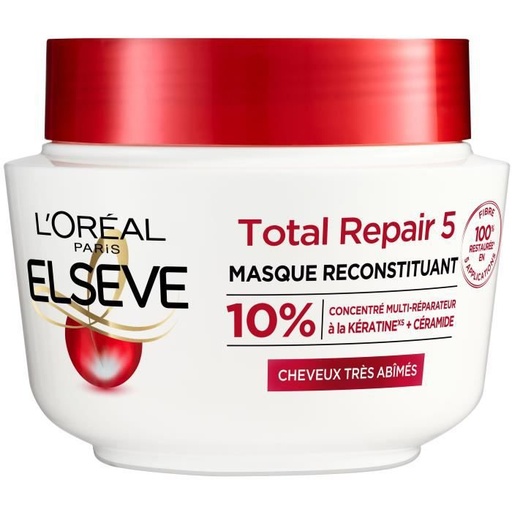 L'Oréal Elsève Total Repair 5 Masque Reconstituant Cheveux Très Abîmés 310ml x2