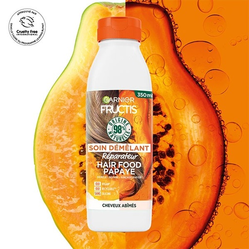 Garnier Fructis Hair Food Soin Démêlant Réparateur à La Papaye Cheveux Abîmés 350ml