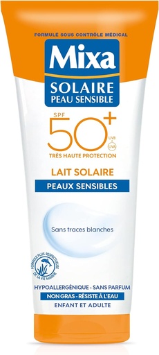 [MIX20] Mixa Solaire Peau Sensible Lait Solaire SPF 50+ Sans Traces Blanches Enfants Et Adultes 200ml