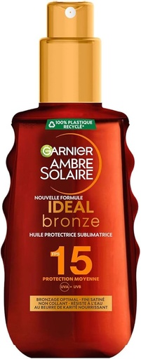 [GAR52] Garnier Ambre Solaire Ideal Bronze Huile Protectrice Sublimatrice SPF 15 Au Beurre De Karité 150ml