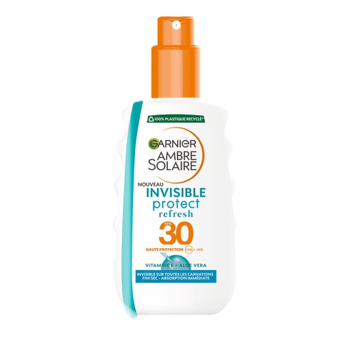 [GAR60] Garnier Ambre Solaire Invisible Protect Refresh Spray Protecteur SPF 30 à La Vitamine E Et à L'Aloe Vera 200ml