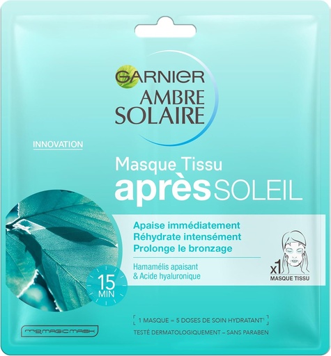 Garnier Ambre Solaire Masque Tissu Après-Soleil (Lot De 2)