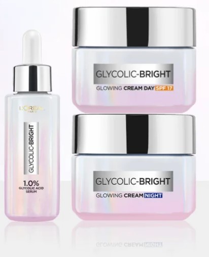 L'Oréal Lot Glycolic Brights Soin Jour et Nuit et Sérum