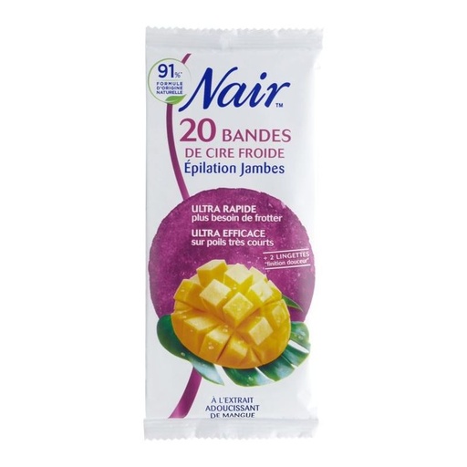 [NAIR2] Nair 20 Bandes De Cire Pour Le Corps Et 2 Lingettes De Finition à l'Extrait De Mangue